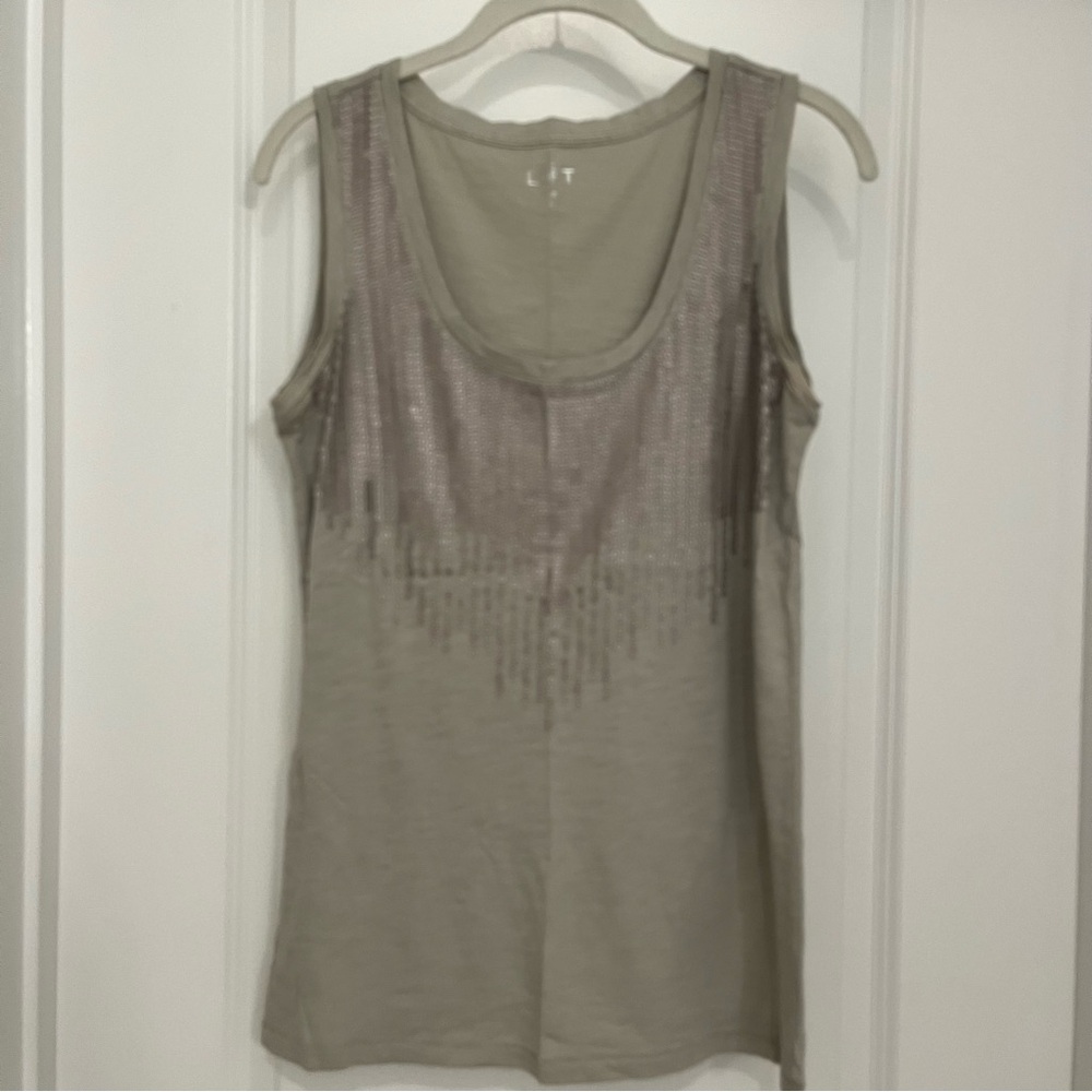 LOFT Tan Sequin Tank Top